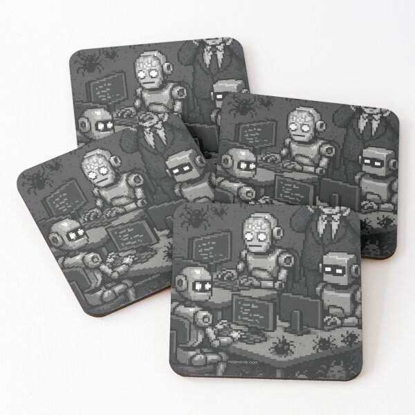 Item preview, AI Coding Chaos – Pixel Art in Grayscale designed and sold by nozhove.