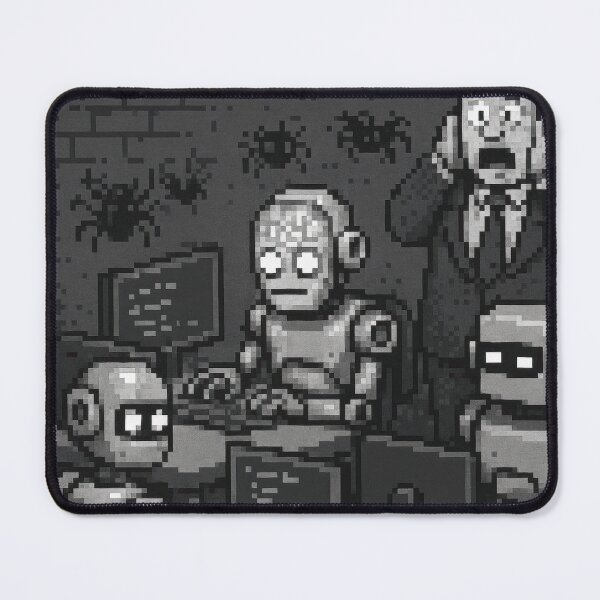 Item preview, AI Coding Chaos – Pixel Art in Grayscale designed and sold by nozhove.