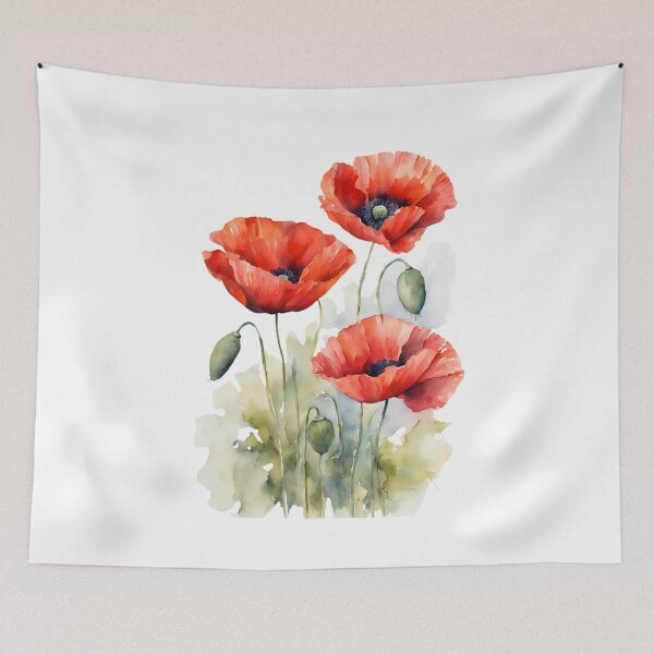 Aperçu de l'œuvre Aquarelle de fleurs de style coquelicots rouges créée et vendue par KolorellaS.
