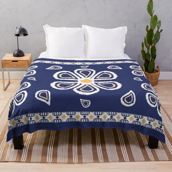 Item preview, Forest Ethnic Flowers Needlecraft Illustration on Navy Blue Background designed and sold by Chercheryellow.