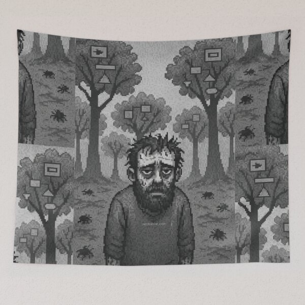 Item preview, Forest of Algorithms – Pixel Art in Grayscale designed and sold by nozhove.