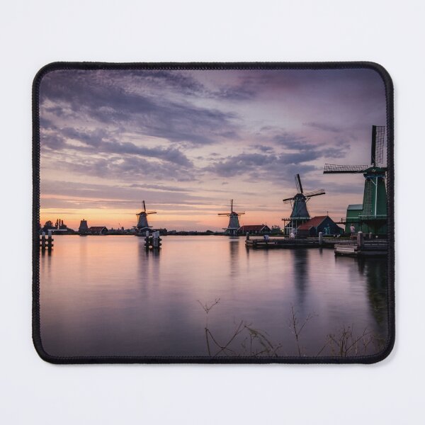 Item preview, Dutch Windmills at Dusk – Amsterdam’s Timeless Sky designed and sold by Artful-Roamer.
