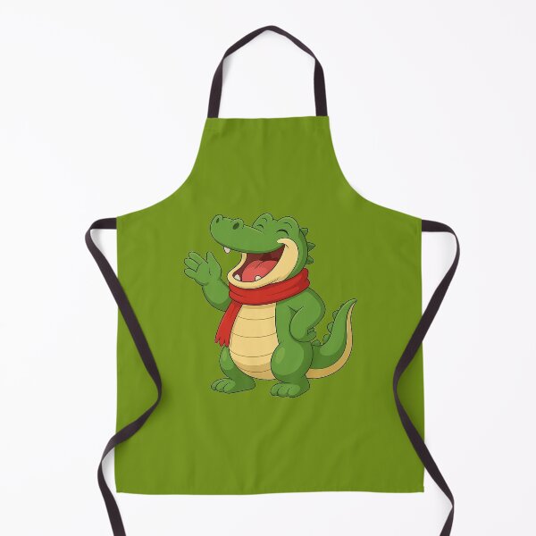 Item preview, Happy Green Crocodile Cartoon with Red Scarf Illustration designed and sold by E-SarnEdge.