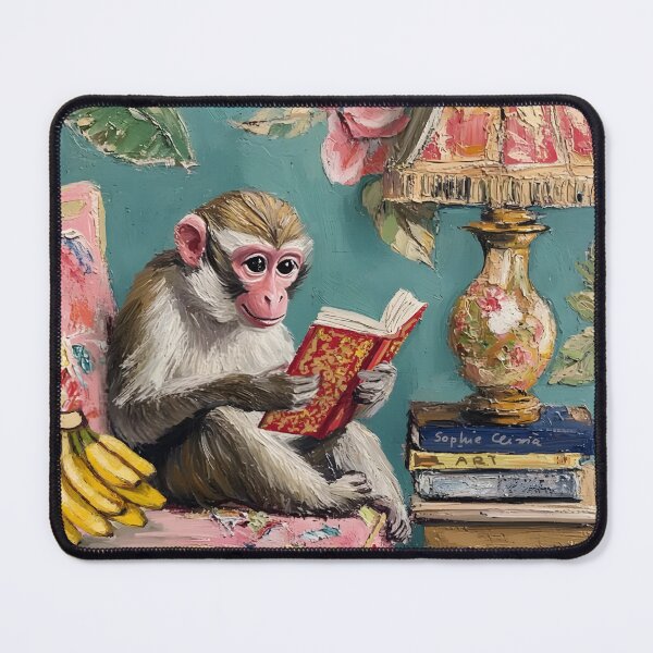 Item preview, Preppy monkey reading a book painting by Sophie Clima designed and sold by SophieClimaArt.