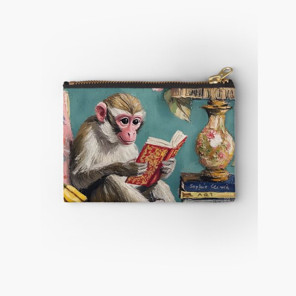 Item preview, Mono preppy leyendo un libro, pintura de Sophie Clima designed and sold by SophieClimaArt.