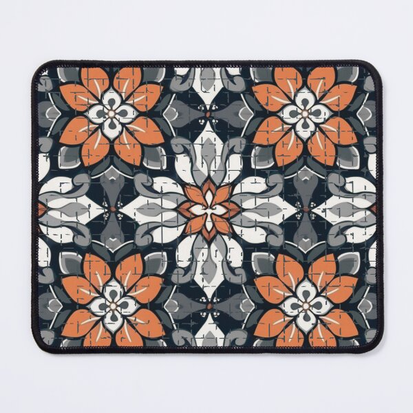 Item preview, Pretty Blue and Orange Floral Pattern Spanish Tile designed and sold by TackyTime.