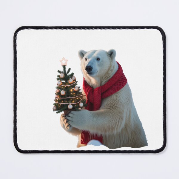 Item preview, Polar Bear with Christmas Tree – Festive Holiday Spirit designed and sold by ArtByYunus.