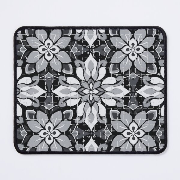Item preview, Black and White Monochromatic Floral Pattern Spanish Tile designed and sold by TackyTime.
