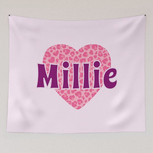 Artikelvorschau, Millie Name Rosa Leopardenherz entworfen und verkauft von Jeallan Designs.