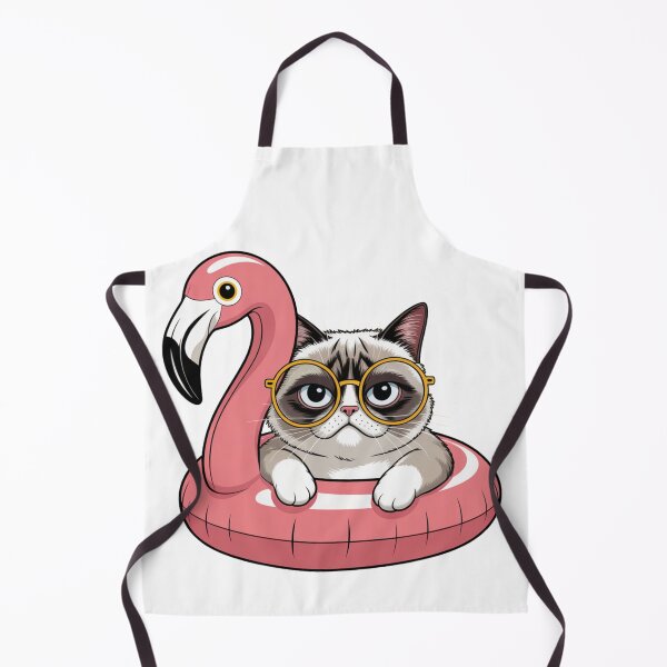 Item preview, Grumpy Cat on Flamingo Float – Funny Summer Design designed and sold by ArtByYunus.
