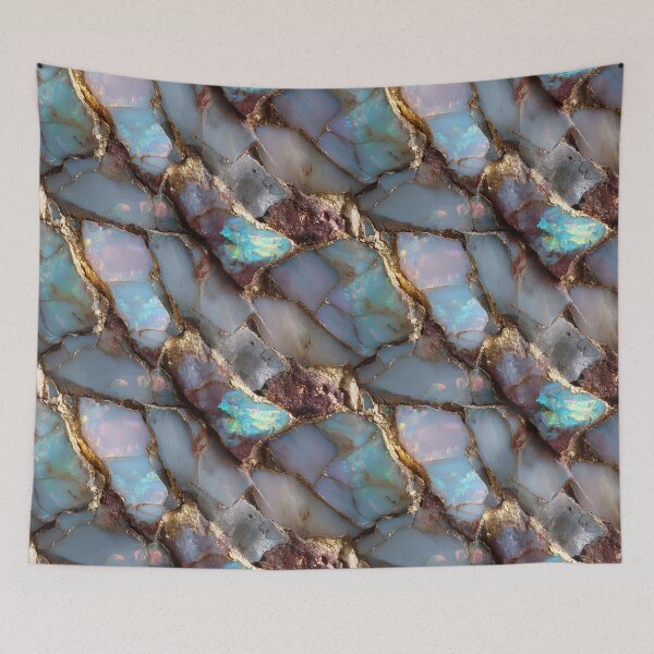 Item preview, iridescent rainbow opal gemstone in rock matrix designed and sold by EarthenEmbers.