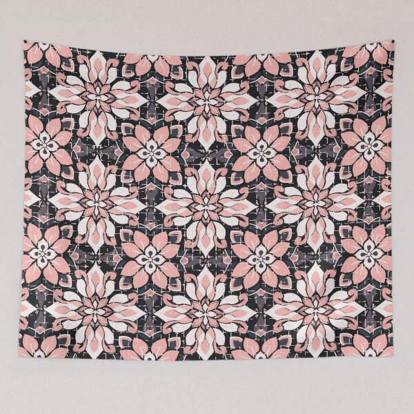 Aperçu de l'œuvre Carreaux espagnols à motifs floraux roses, violets et blancs créée et vendue par TackyTime.