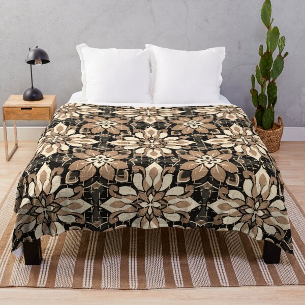 Aperçu de l'œuvre Carrelage espagnol à motif floral de style vintage marron crème créée et vendue par TackyTime.