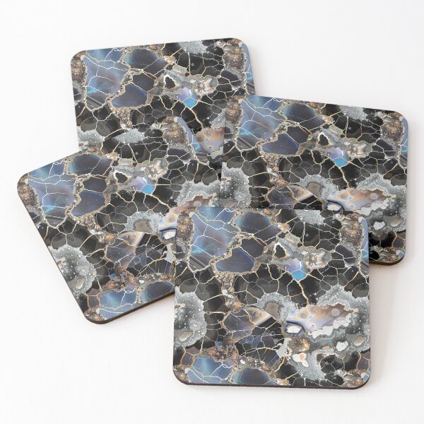 Item preview, contrasting dark and light fractured gemstone mosaic designed and sold by EarthenEmbers.