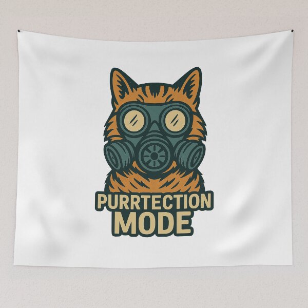 Item preview, Purrtection Mode Gas Mask Cat designed and sold by ArtComixHaven.