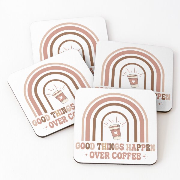 Item preview, Good Things Happen Over Coffee – Positive Coffee Lover Quote designed and sold by artcultreone.