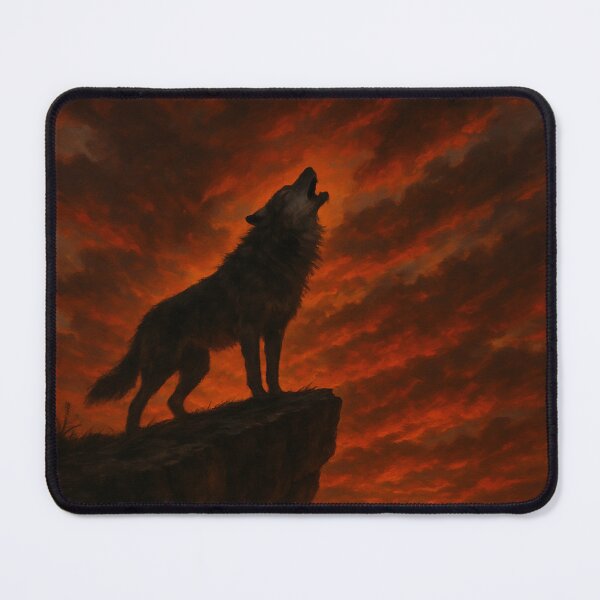 Item preview, Lone Wolf Howling at Fiery Sunset designed and sold by Enchanting Art Vista.