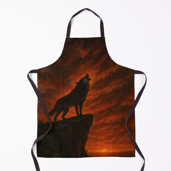 Item preview, Lone Wolf Howling at Fiery Sunset designed and sold by Enchanting Art Vista.
