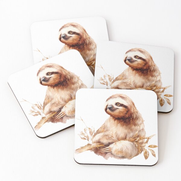 Item preview, Cute Sloth Illustration with Golden Leaves designed and sold by Anastasiia Yurevych.