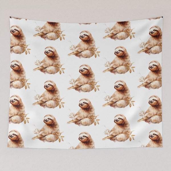 Item preview, Cute Sloth Illustration with Golden Leaves designed and sold by Anastasiia Yurevych.