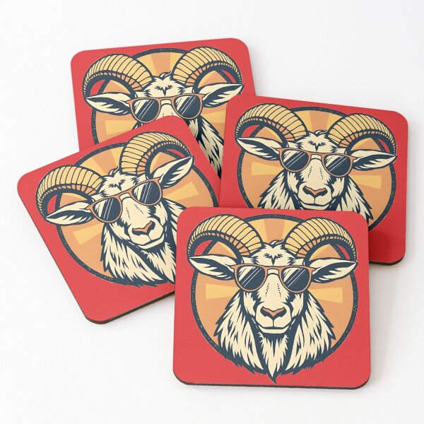 Item preview, Vintage Mountain Ibex with Sunglasses Alpine Style designed and sold by 95kinimoD.