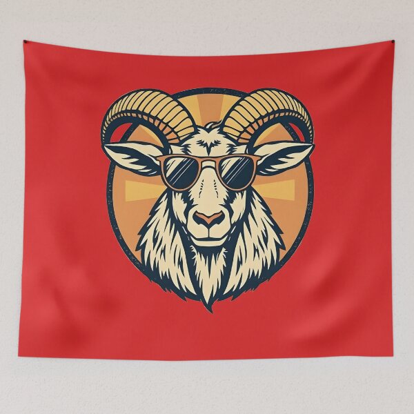 Item preview, Vintage Mountain Ibex with Sunglasses Alpine Style designed and sold by 95kinimoD.