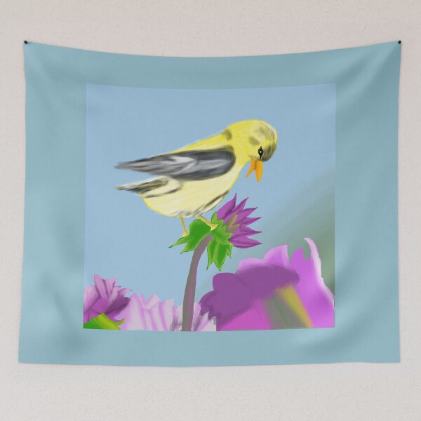 Item preview, Colourful Bird in a flower garden - Digital painting designed and sold by Svasti Arts and Designs.