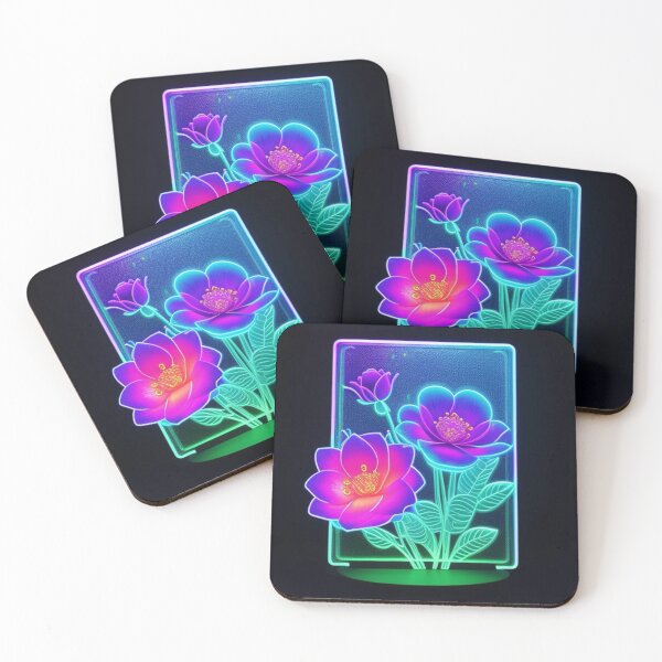 Item preview, Neon flowers on a pedestal  designed and sold by PicsOfficial.