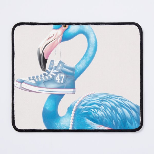 Item preview, Blue Flamingo with Pearls & Sneakers Art - Unique & Stylish Bird designed and sold by ErichThiel.