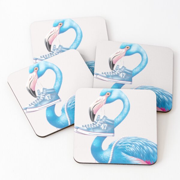 Item preview, Blue Flamingo with Pearls & Sneakers Art - Unique & Stylish Bird designed and sold by ErichThiel.