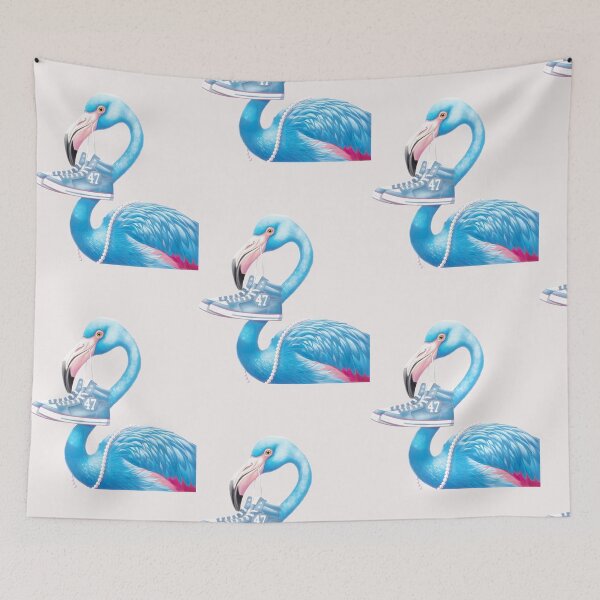 Item preview, Blue Flamingo with Pearls & Sneakers Art - Unique & Stylish Bird designed and sold by ErichThiel.