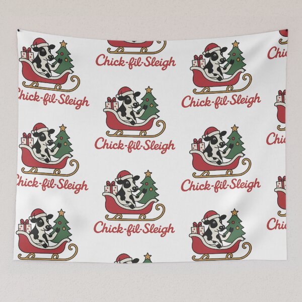 Item preview, Chick-fil-Sleigh Christmas Sticker | Cow in Sleigh Holiday Design designed and sold by dabeardedtiger.