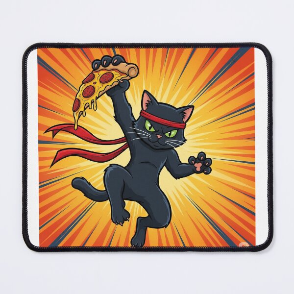 Item preview, Silent. Sneaky. Hungry. This ninja cat only comes out for pizza. designed and sold by KiwanSARTS.