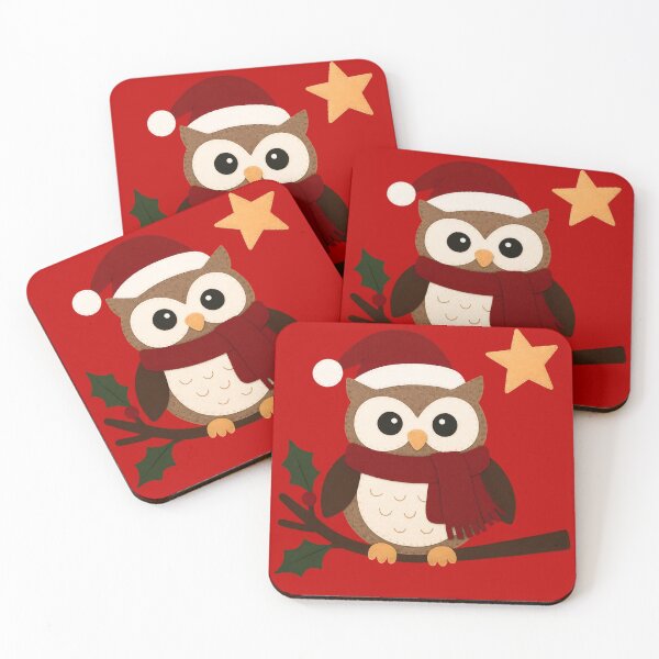 Item preview, Cute Christmas Owl with Santa Hat and Red Scarf | Festive Holiday Illustration designed and sold by svarupa.