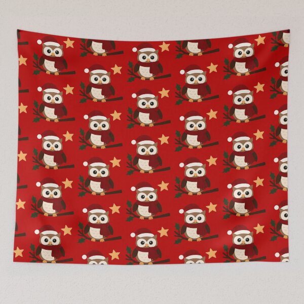 Item preview, Cute Christmas Owl with Santa Hat and Red Scarf | Festive Holiday Illustration designed and sold by svarupa.