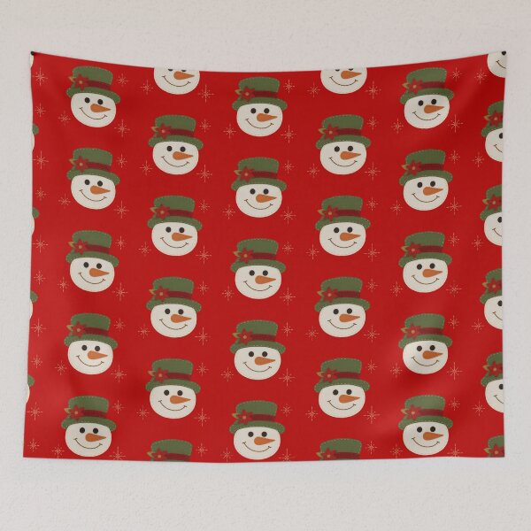Item preview, Smiling Snowman Face with Green Hat and Red Flower | Cute Christmas Illustration designed and sold by svarupa.
