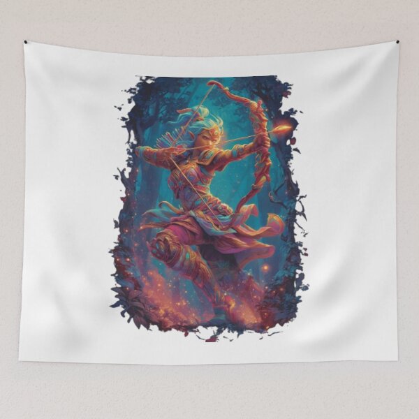 Item preview, Elf Archer – Vibrant Fantasy Warrior designed and sold by AlexLineArt.