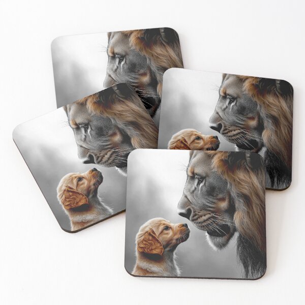 Item preview, Celebrate the beauty of friendship with this stunning artwork of a lion and puppy face to face, symbolizing strength, innocence, and love. designed and sold by Gino By Design.