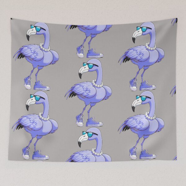 Item preview, Chic Blue Flamingo with Pearls, Shades & High-Top Sneakers designed and sold by EdytheBeckeART.