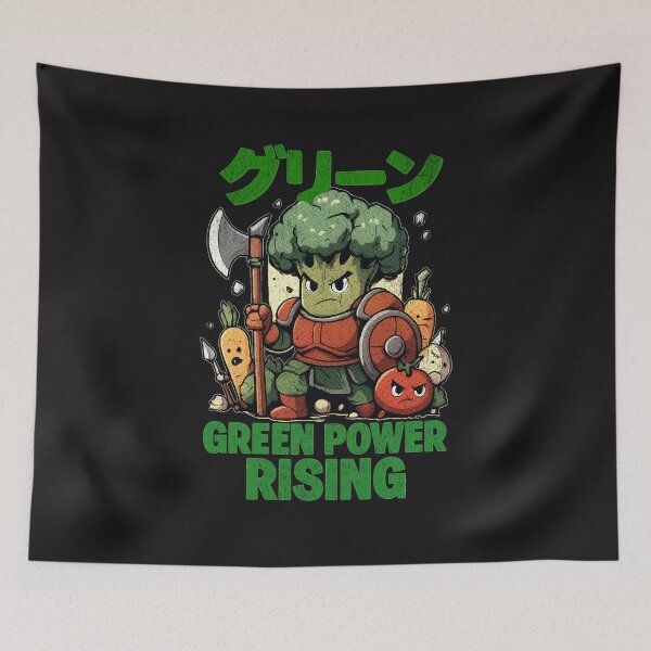 Item preview, Green Power Rising – Broccoli Warrior Cartoon Design designed and sold by AwesomeBeyondLimits.