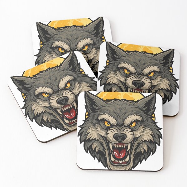 Item preview, Fierce Wolf Head Illustration with Full Moon designed and sold by Royalsticker.