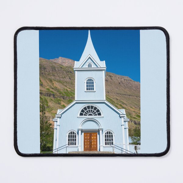 Item preview, Charming Blue Church in Mountain Setting designed and sold by Debra Martz.