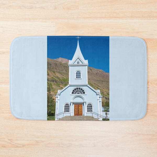 Item preview, Charming Blue Church in Mountain Setting designed and sold by Debra Martz.