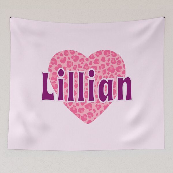 Item preview, Lillian Name Pink Leopard Heart  designed and sold by Jeallan Designs.