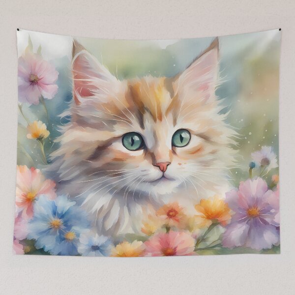 Item preview, Cute Orange Kitten in Flowers designed and sold by CalmnessbyChoice.