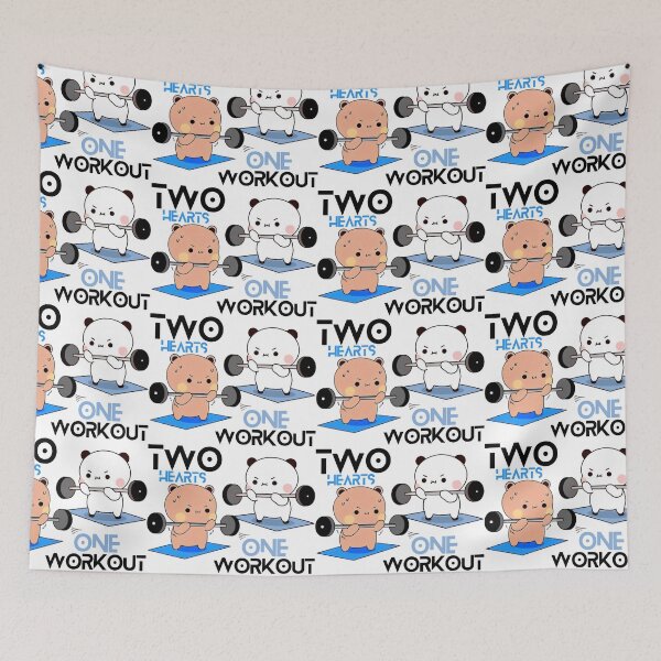 Item preview, Two Hearts One Work Out Bubu Dudu Lifting Weights - Happy Birthday Mochi Milk peach Cute DuDu Bear and BuBu Panda Are Celebrating 2026 designed and sold by BrightStreets.