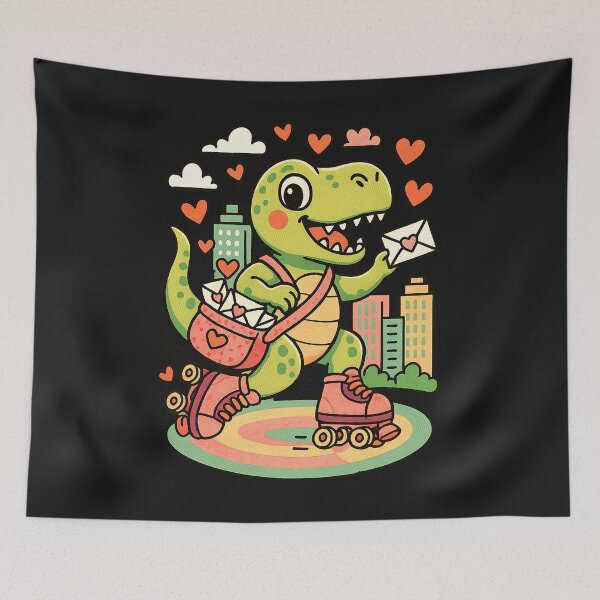 Item preview, Roller Skating Dino Mail – Love Delivery designed and sold by AwesomeBeyondLimits.