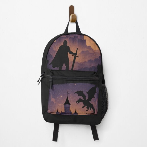 Item preview, Epic Knight vs Dragon Castle Silhouette – Fantasy Medieval Adventure Artwork designed and sold by KDesignCrafts.