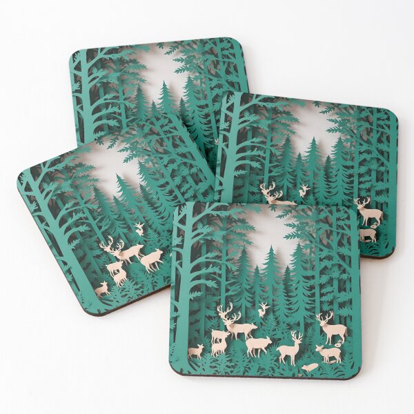 Item preview, Enchanted Forest Deer – Paper Cut Art Woodland Scene designed and sold by BloombyInk.