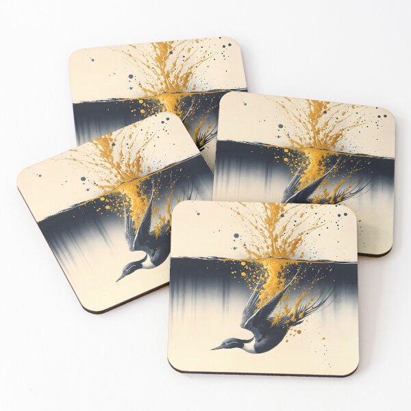 Item preview, Charcoal Gold Duck and Water, Ai Generated Art  designed and sold by ACC .